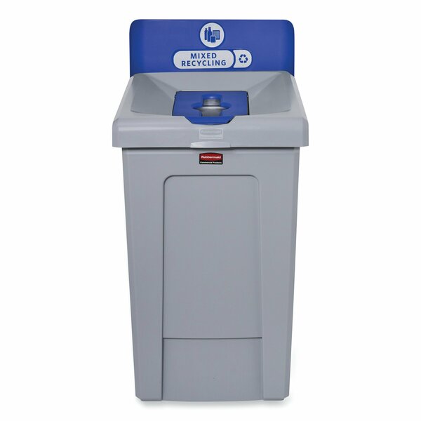 Rubbermaid Commercial Slim Jim Recycling Station 1-Stream, Mixed Recycling Station, 33 gal, Resin, Gray 2171557